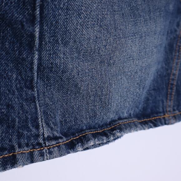 ZARA Denim Mini Skirt Dark Washed Sea Blue Mid Rise Button Fly Casual Women's S - Picture 3 of 12